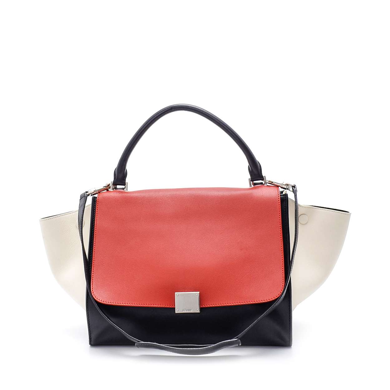 Celine - White&Red&Black Leather Medium Trapeze Bag